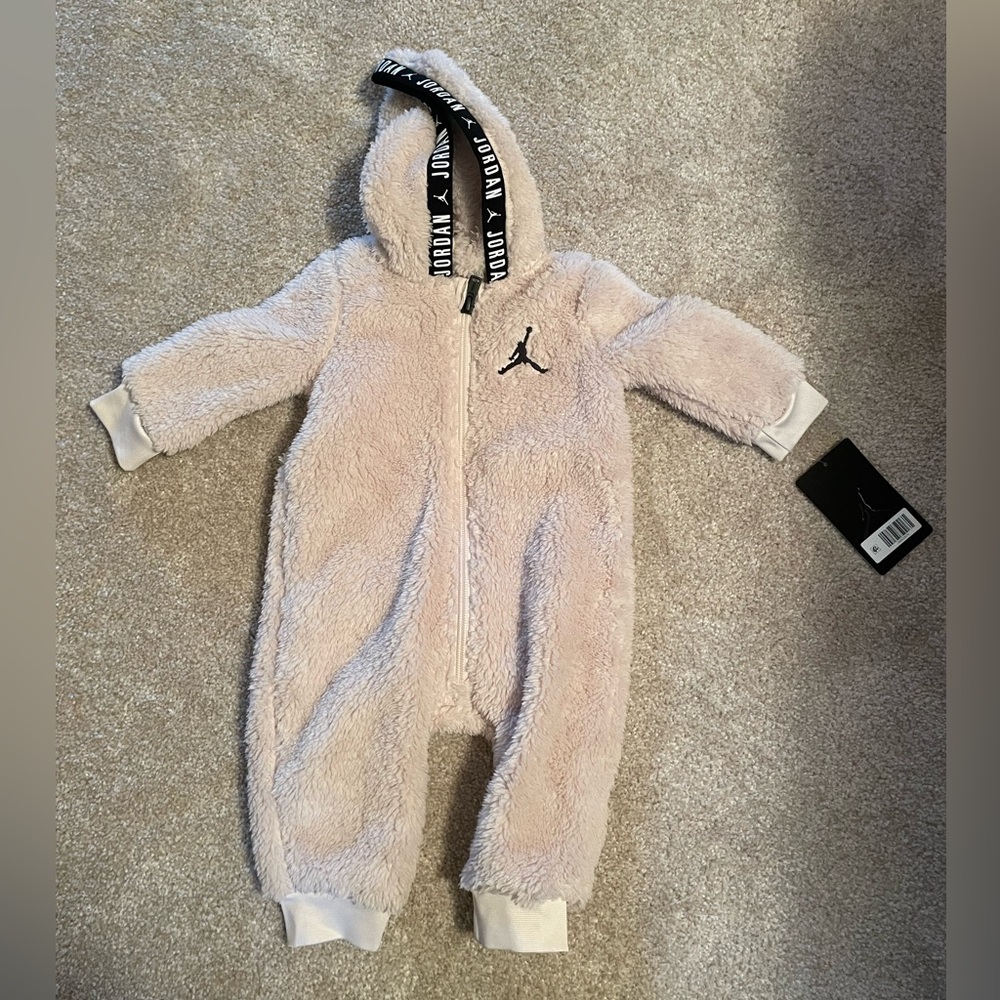 6M fuzzy zip up onesie